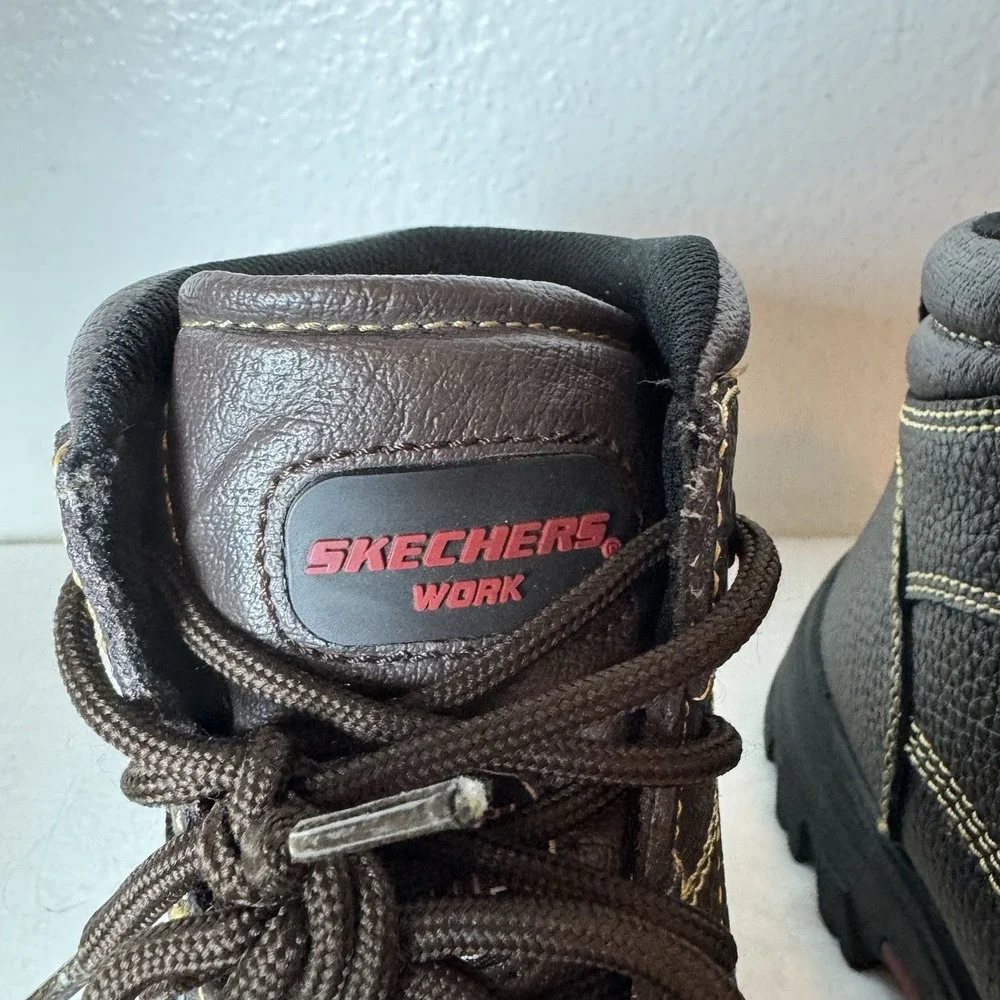Skechers‎ Burgin Tarlac Industrial Steel Toe Work Boots Mens 7 Brown Leather